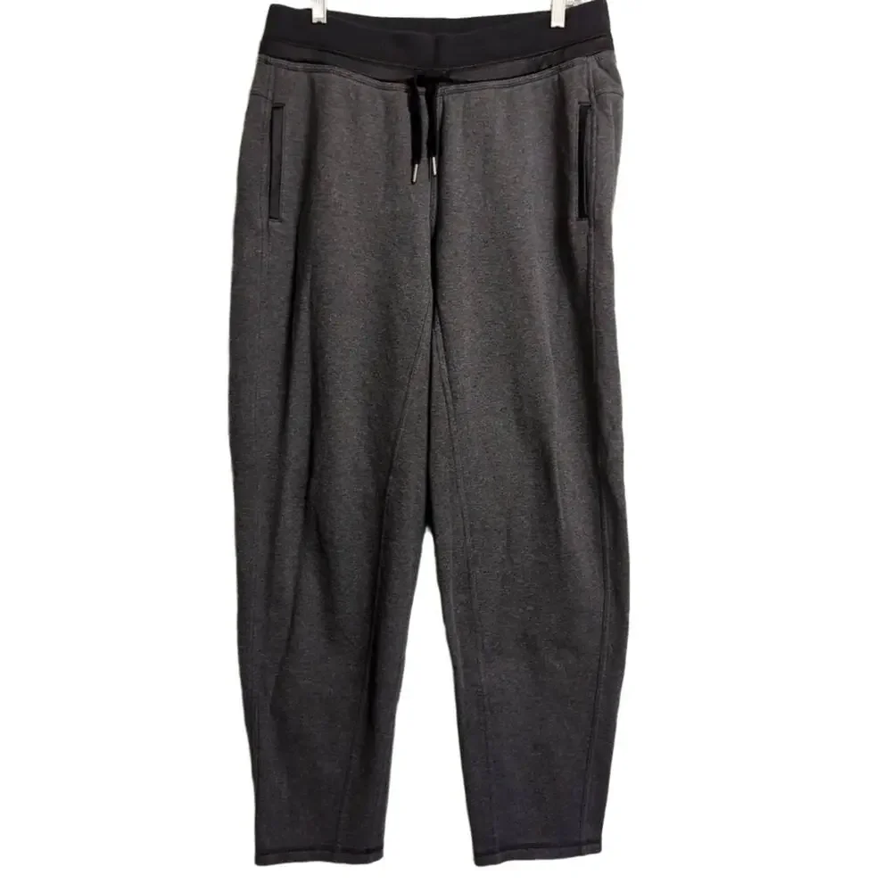 Lululemon Dark Grey Black Drawstring Pockets Tapered Jogger Pants Size 12